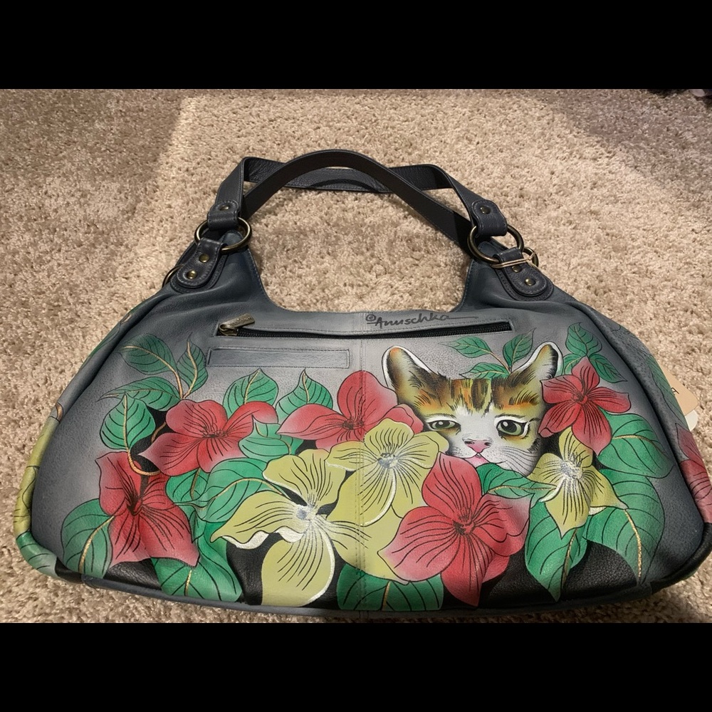 Anuschka  Hand painted original artwork. Triple compartment satchel